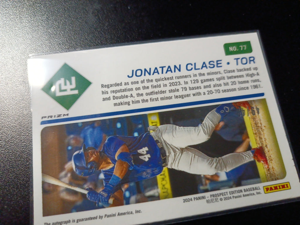 # /49 Book End Prizm Auto Jonatan Clase Panini Prospect Rookie Baseball Card
