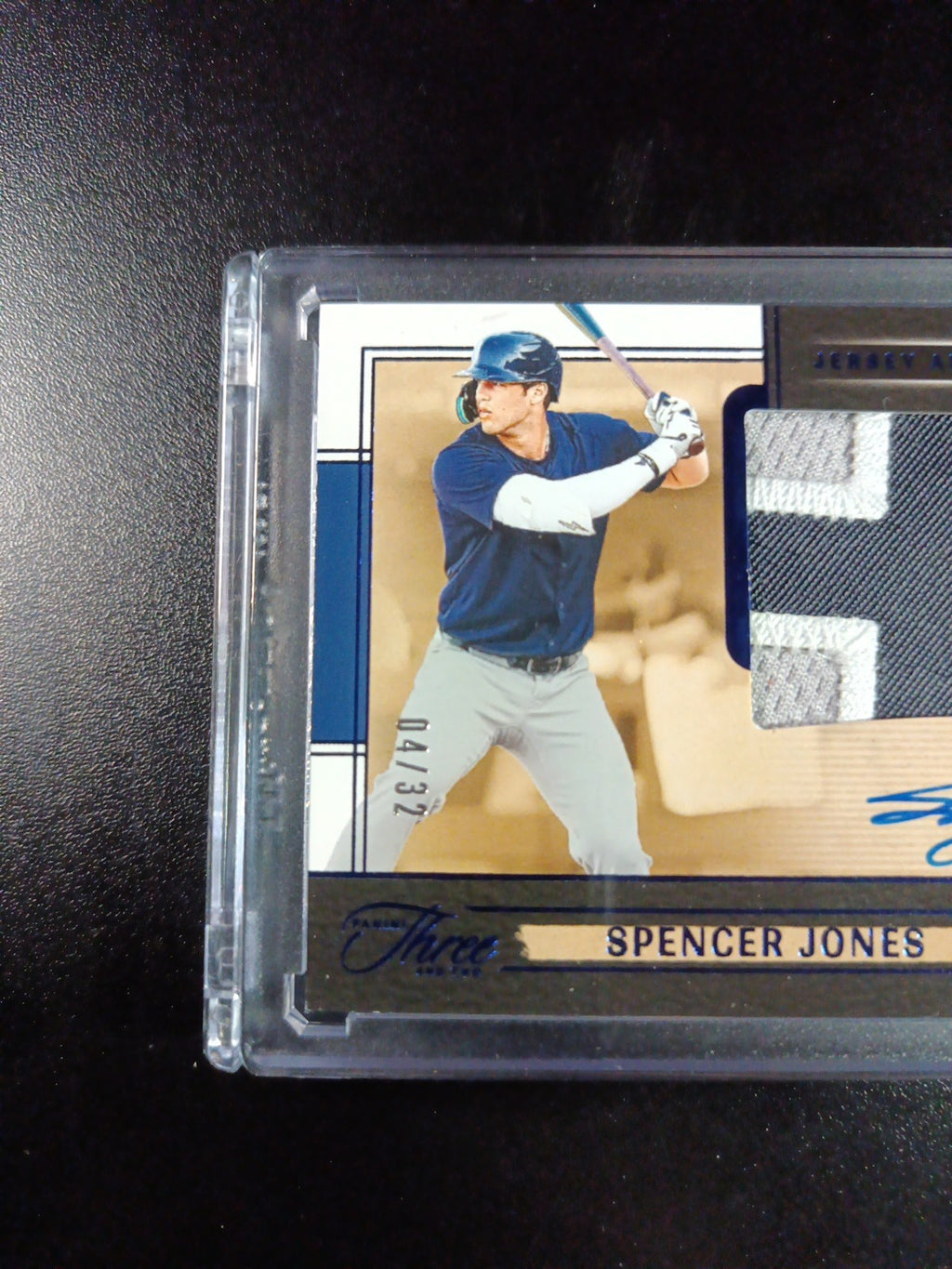 # 4/32 On Card Autograph Game Used Jersey Spencer Jones Yankees Baseball Panini 