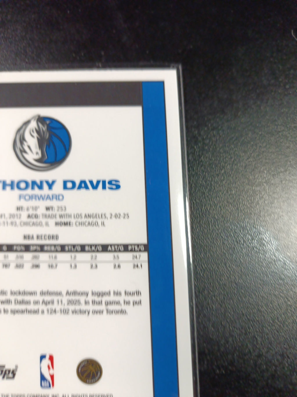 Mojo Refractor Anthony Davis 45th Anniversary Card 25-26 Topps Basketball NBA