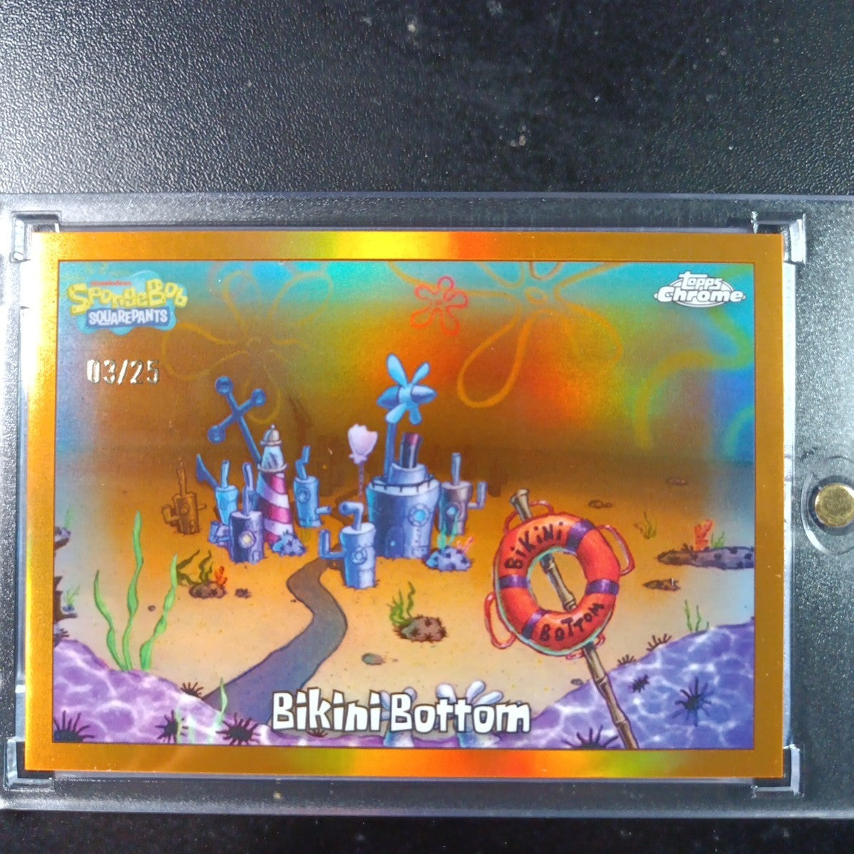 SpongeBob #3/25 Bikini Bottom Orange Refractor Card Topps Case Hit Low Number 
