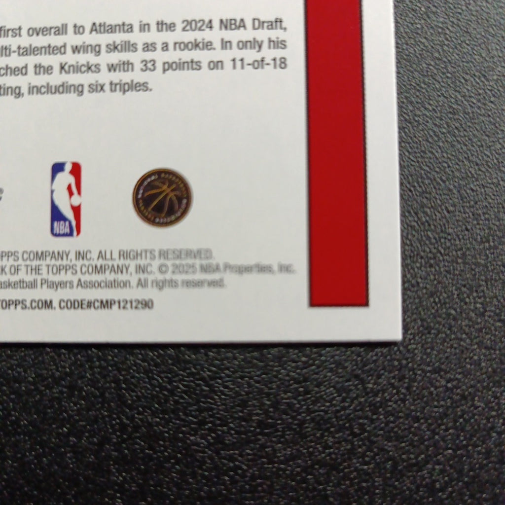 2025-26 Topps Basketball Card Zaccharie Risacher Silver Foil 45th Anniversary