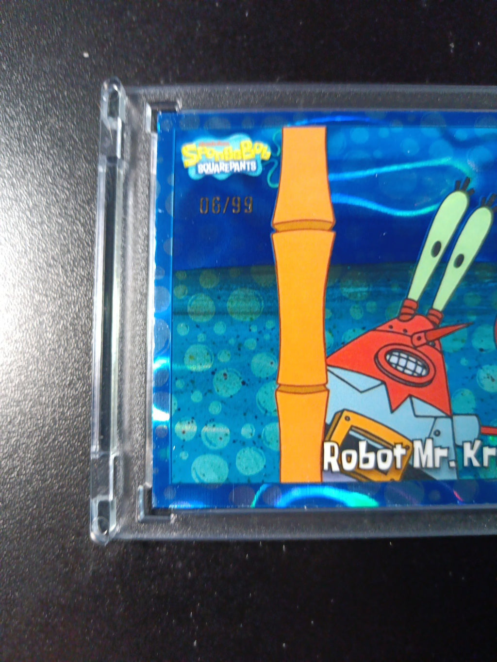 SpongeBob 6/99 Blue Bubblefractor Robot Mr. Krabs Bubble Card Topps Chrome /99