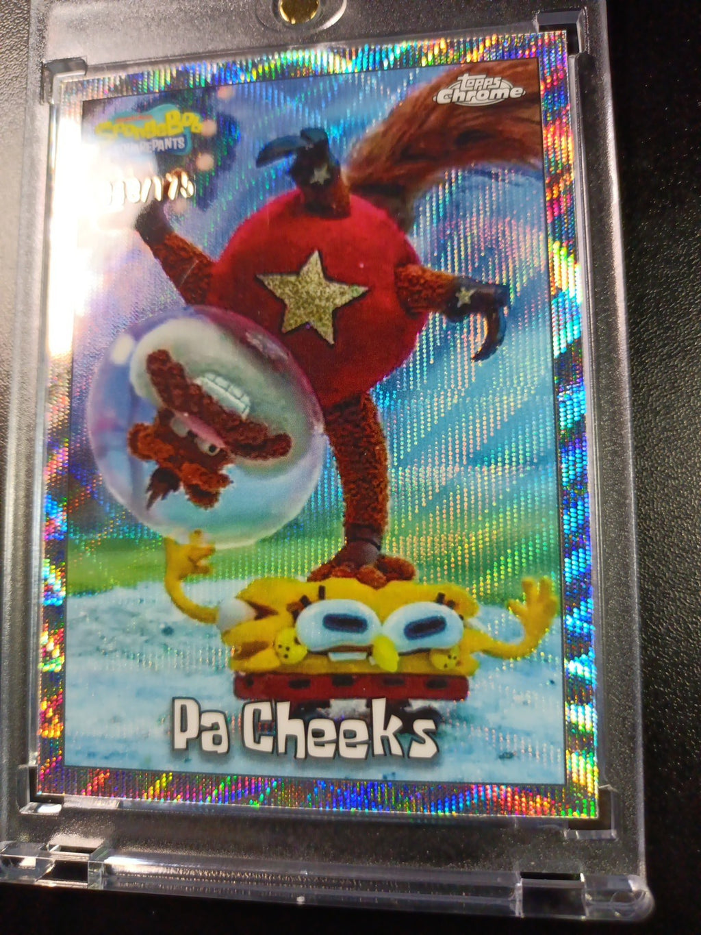 SpongeBob 49/175 Silver Wave Refractor Pa Cheeks Sandy Topps Chrome Card /175