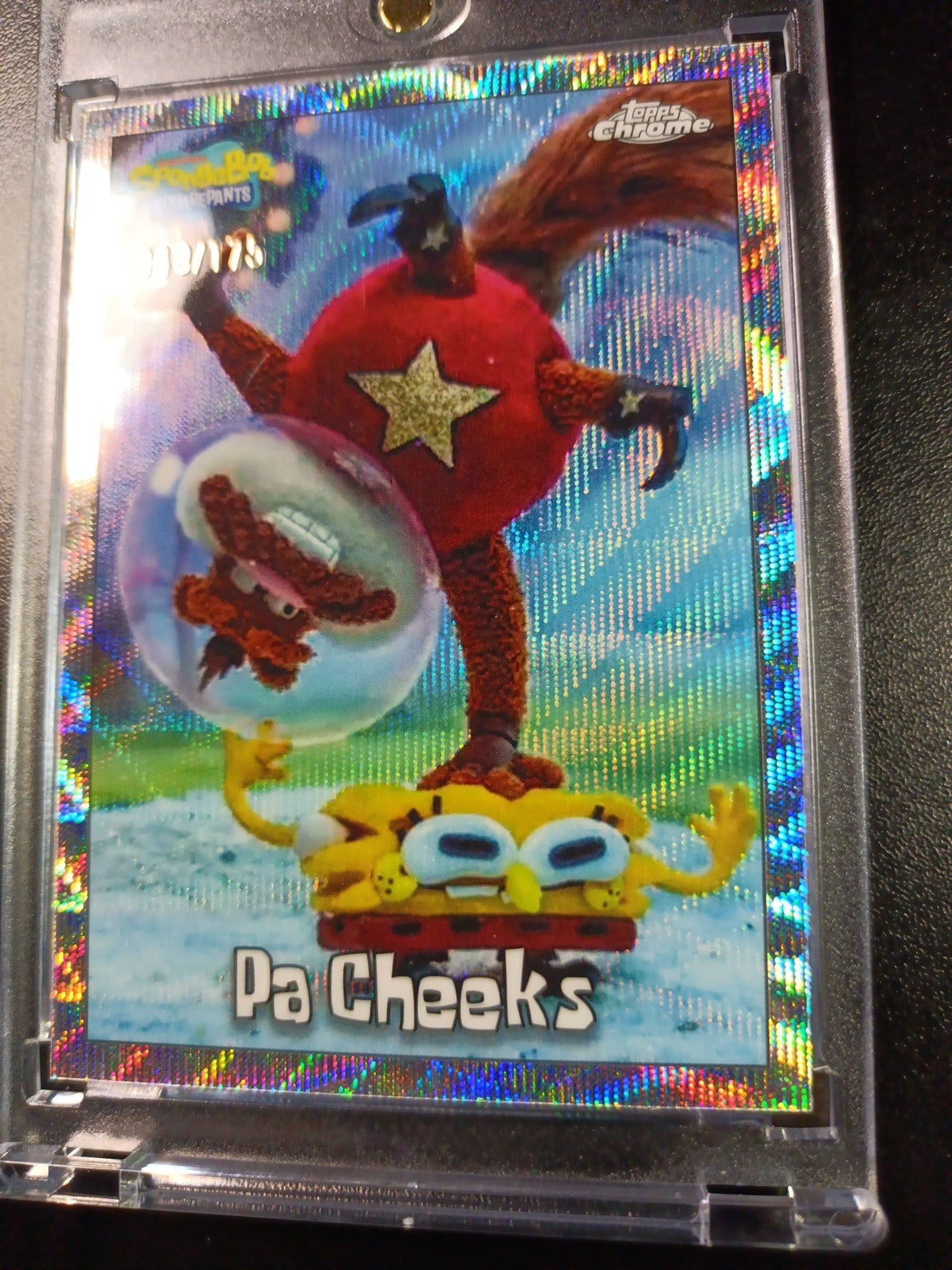 SpongeBob 49/175 Silver Wave Refractor Pa Cheeks Sandy Topps Chrome Card /175