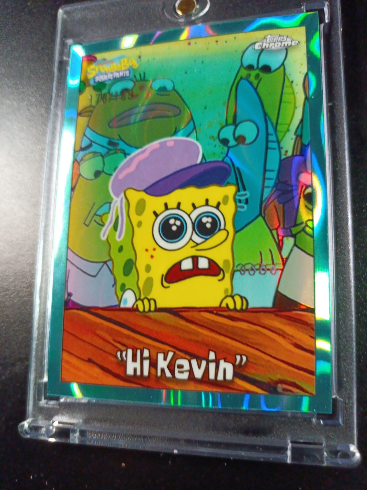 SpongeBob 178/199 Hi Kevin Jellyfish Hat Aqua Lava Refractor Card Topps /199