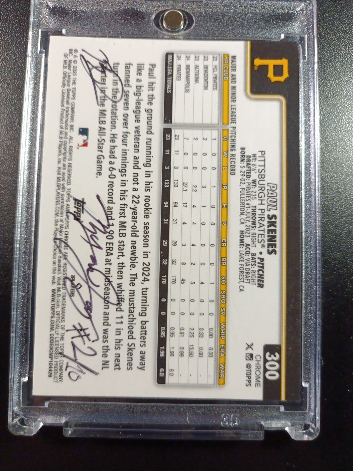 Paul Skenes Artist Sketch Baseball Card Topps All Star Rookie 2025 Gift Idea