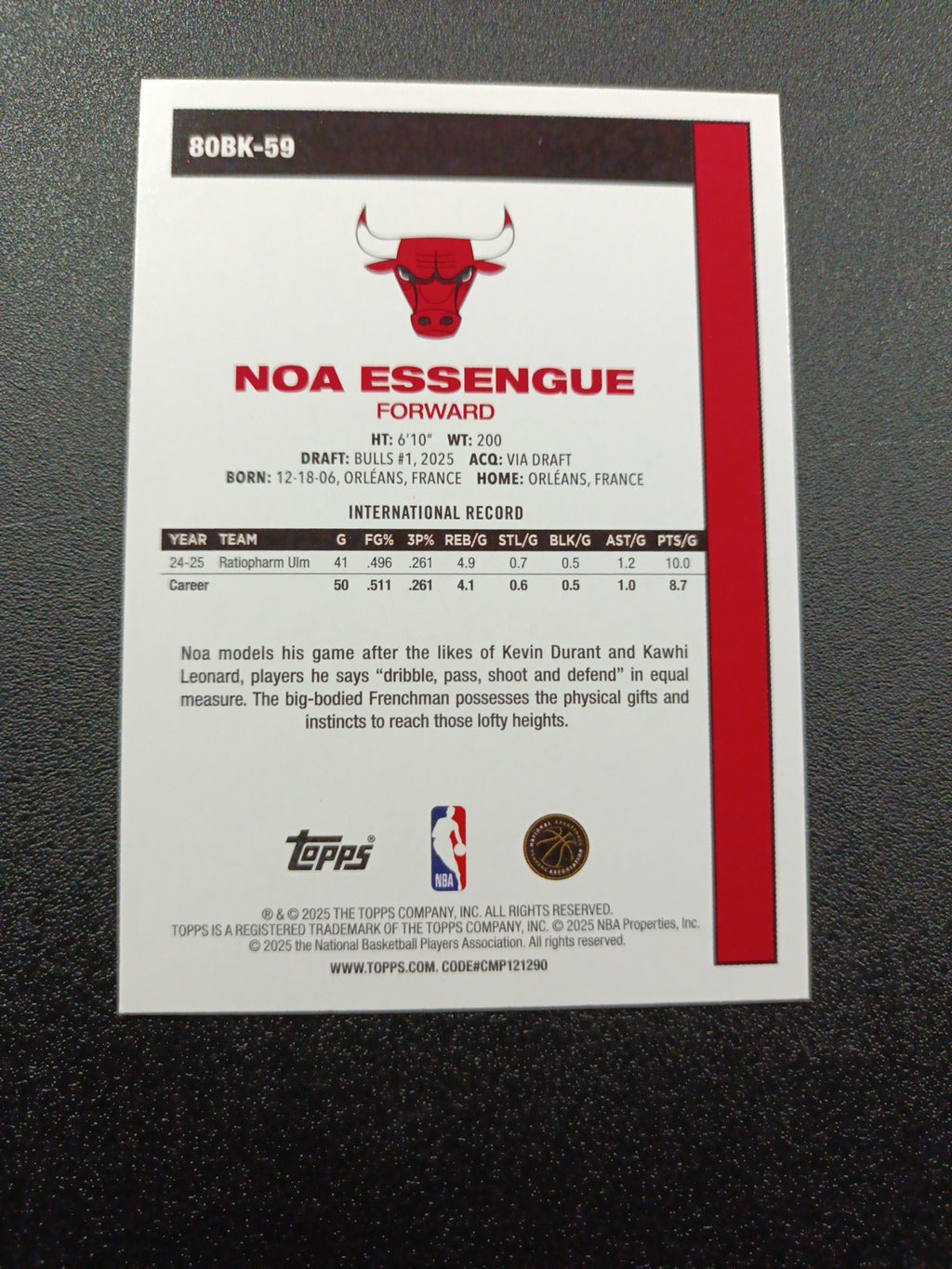 2025-26 Topps Basketball Card Noa Essengue Silver Foil 45th Anniversary