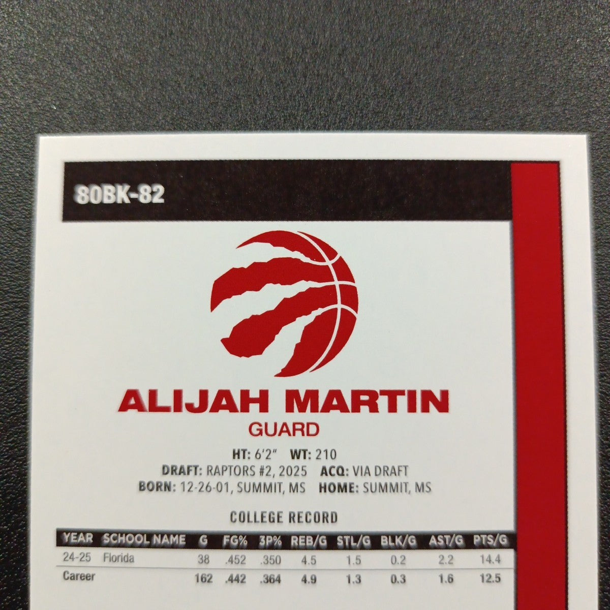 2025-26 Topps Basketball Card Alijah Martin Silver Foil 45th Anniversary