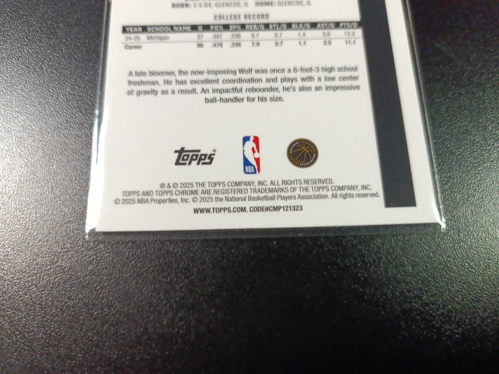 Mojo Refractor Rookie Danny Wolf 45th Anniversary Card 25-26 Topps Basketball 