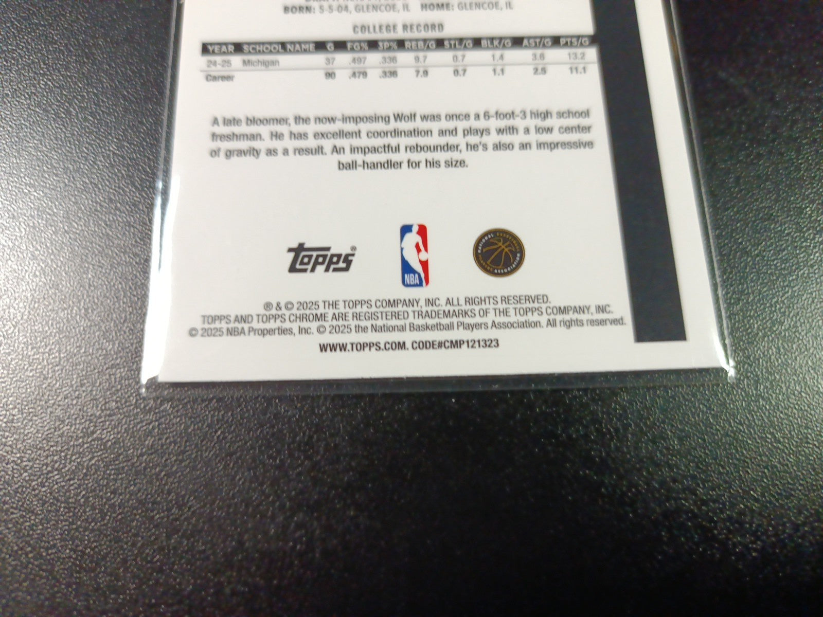 Mojo Refractor Rookie Danny Wolf 45th Anniversary Card 25-26 Topps Basketball 