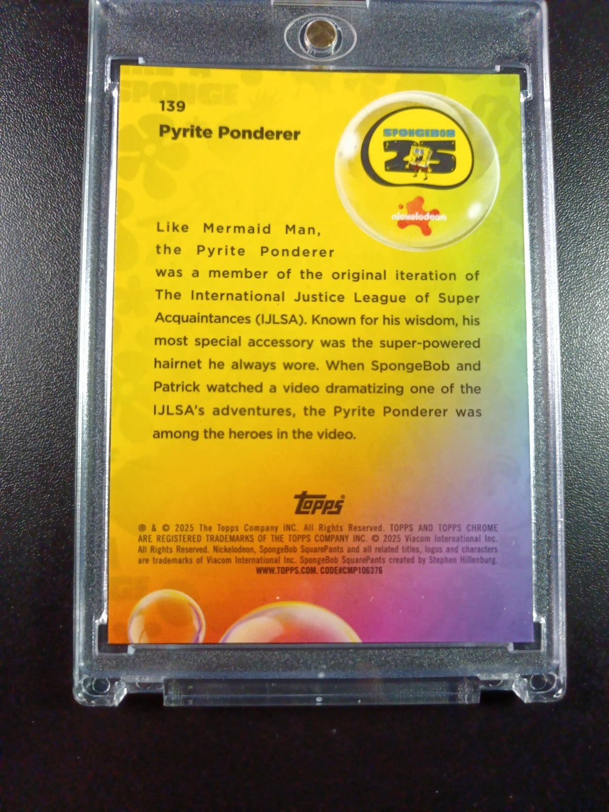 SpongeBob 17/150 Pyrite Ponderer Mermaid Man Blue Refractor Card Topps /150