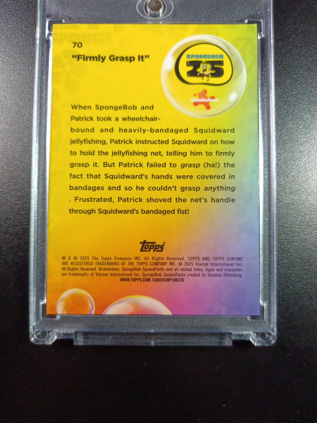 SpongeBob 121/199 Firmly Grasp It Squidward Aqua Lava Refractor Card Topps /199