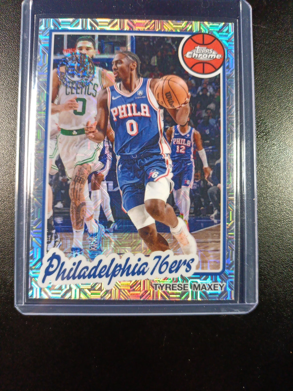 Mojo Refractor Tyrese Maxey 45th Anniversary Card 2025-26 Topps Basketball NBA