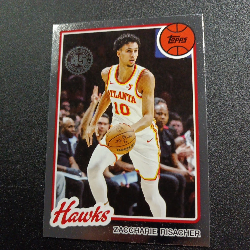 2025-26 Topps Basketball Card Zaccharie Risacher Silver Foil 45th Anniversary
