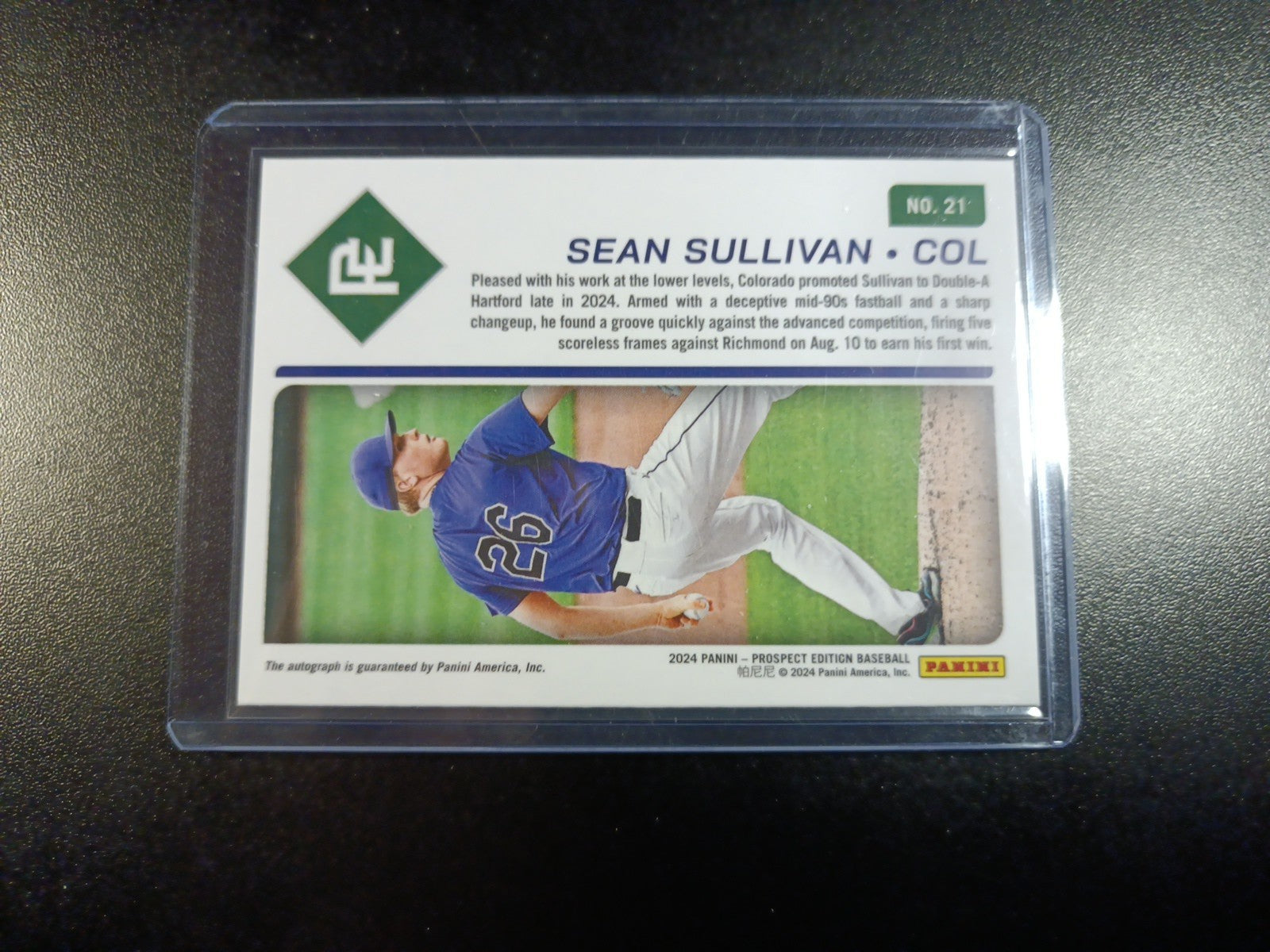 Autograph Sean Sullivan Colorado Rockies Rookie Baseball Card Panini