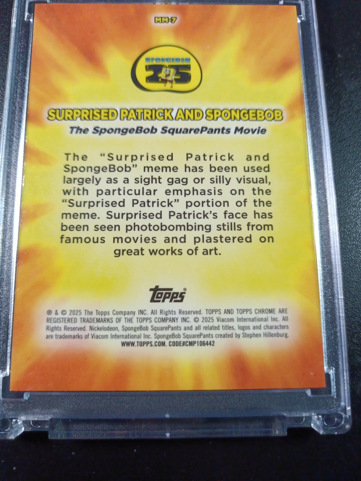 SpongeBob Masterful Memes Surprised Patrick & SpongeBob Card Topps Case Hit MM-7