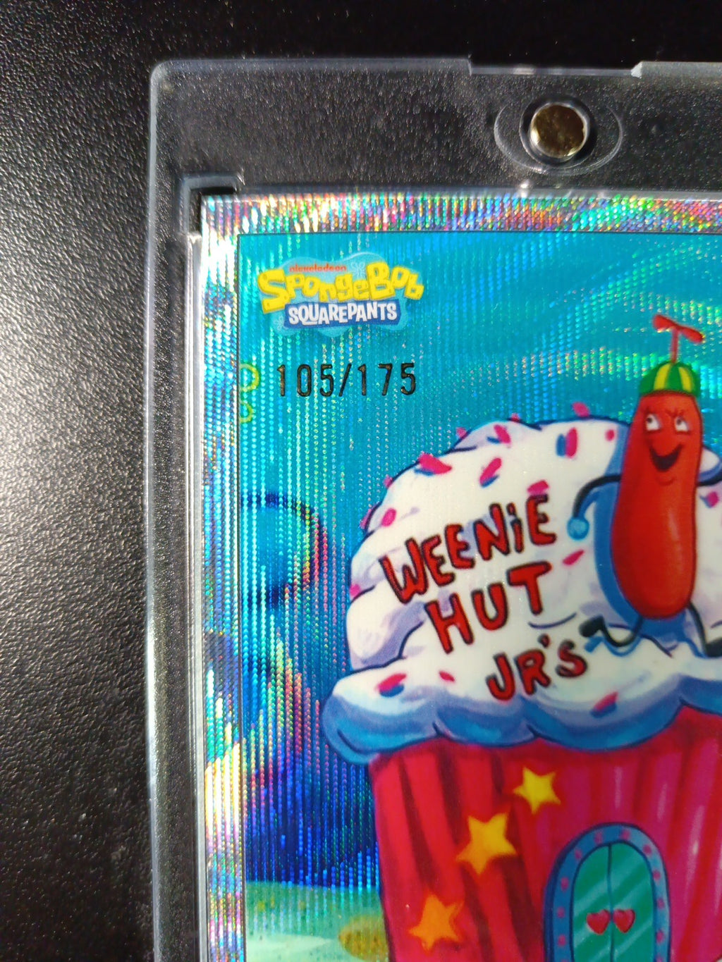 SpongeBob # 105/175 Silver Wave Refractor Weenie Hut Jr's Card Topps Chrome /175