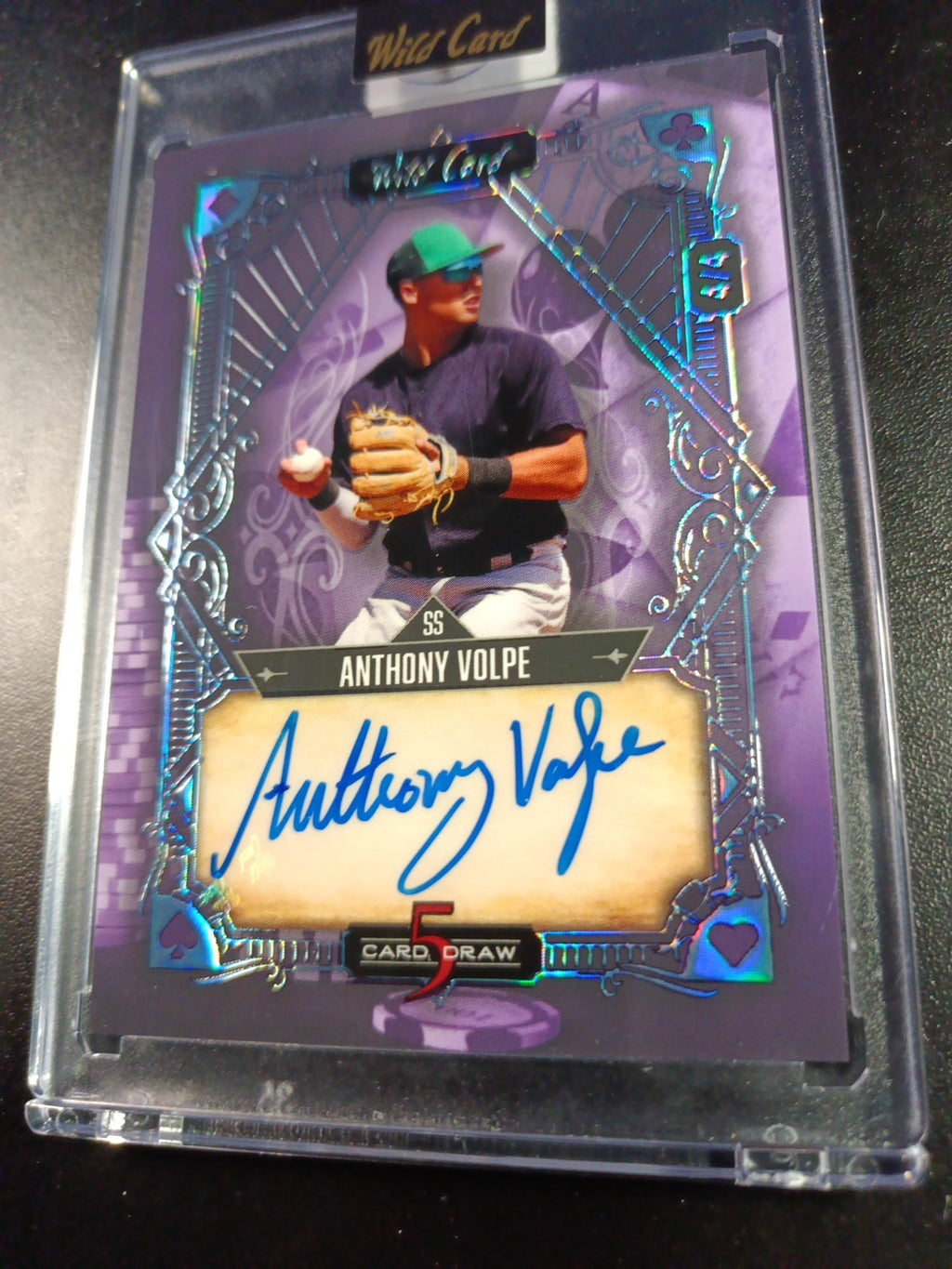 # 4/4 Autograph Anthony Volpe Holo Foil Purple Rookie Baseball Wild Card /1