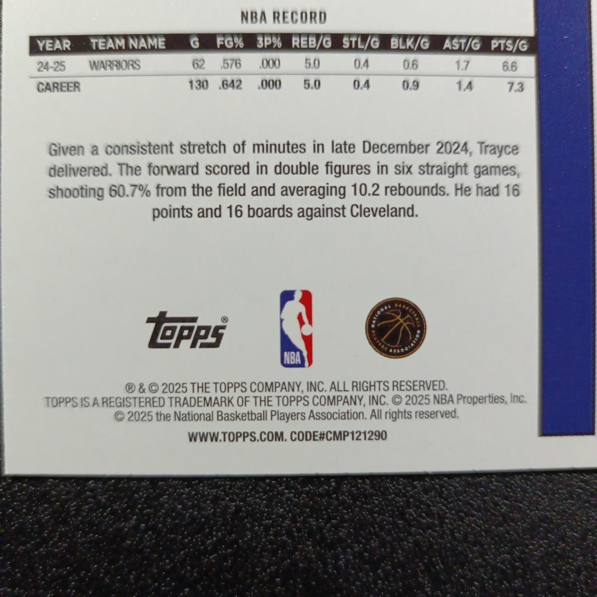 2025-26 Topps Basketball Card Trayce Jackson-Davis Silver Foil 45th Anniversary