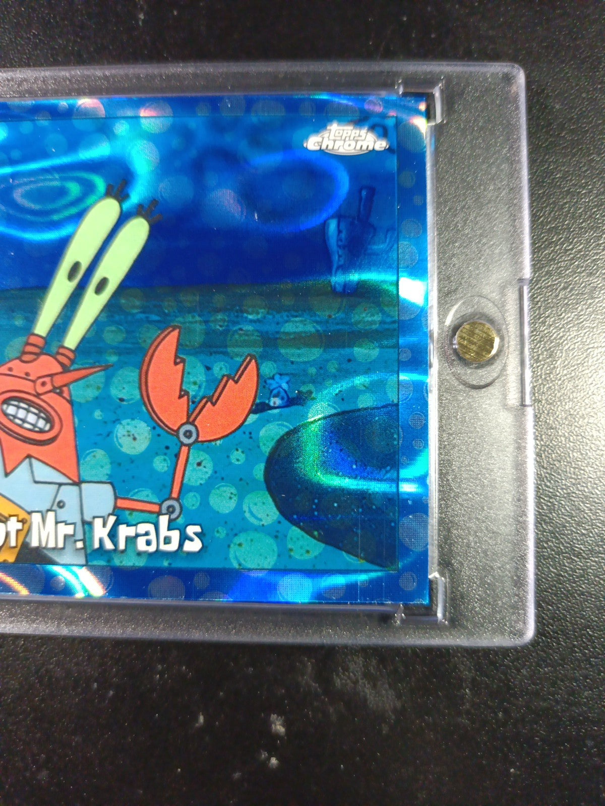 SpongeBob 6/99 Blue Bubblefractor Robot Mr. Krabs Bubble Card Topps Chrome /99