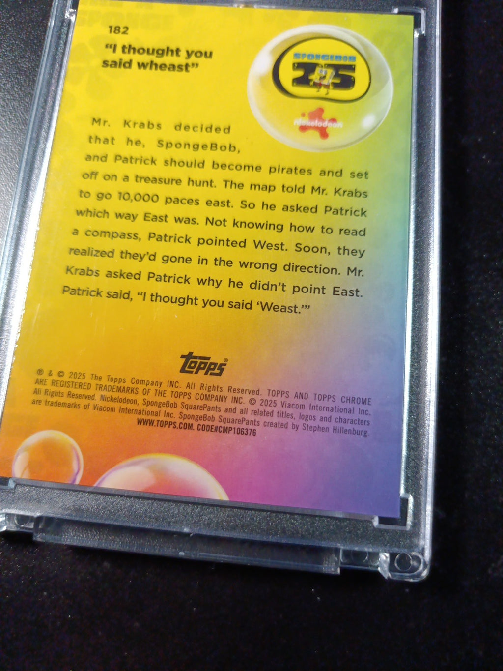 SpongeBob #29/99 Blue Bubble Refractor Patrick I Thought You Said Wheast Card 