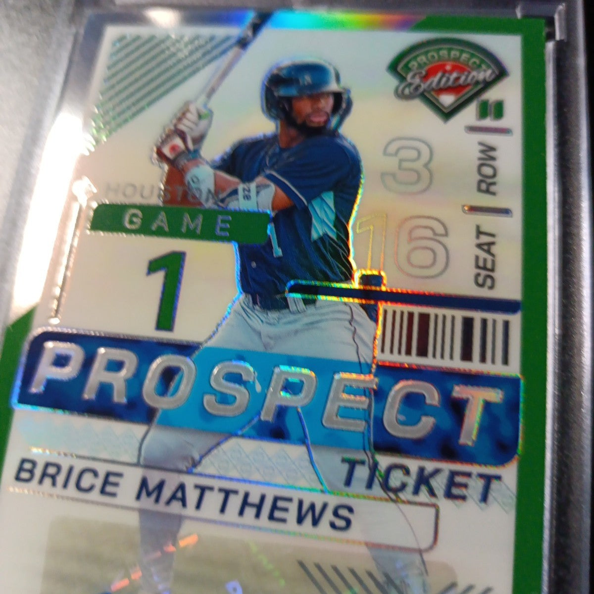 Super Rare Green Prizm Auto Brice Matthews Panini Prospect Rookie Baseball Card