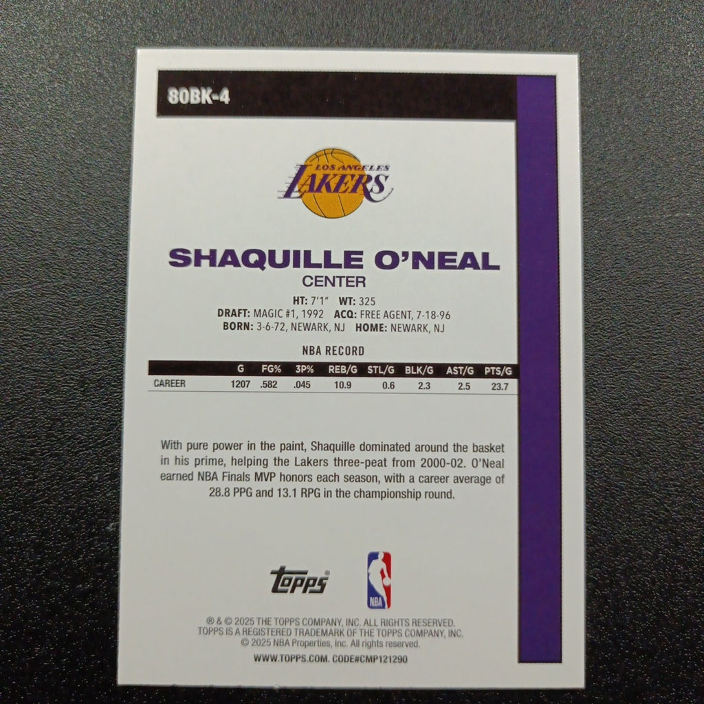 2025-26 Topps Basketball Card Shaquille O'Neal Silver Foil 45th Anniversary