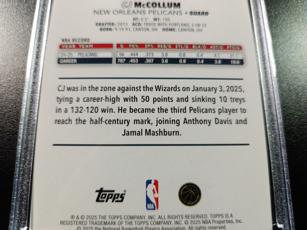 /99 Aj McCollum Season Tip Off Green Logofractor Card 2025-26 Topps Basketball