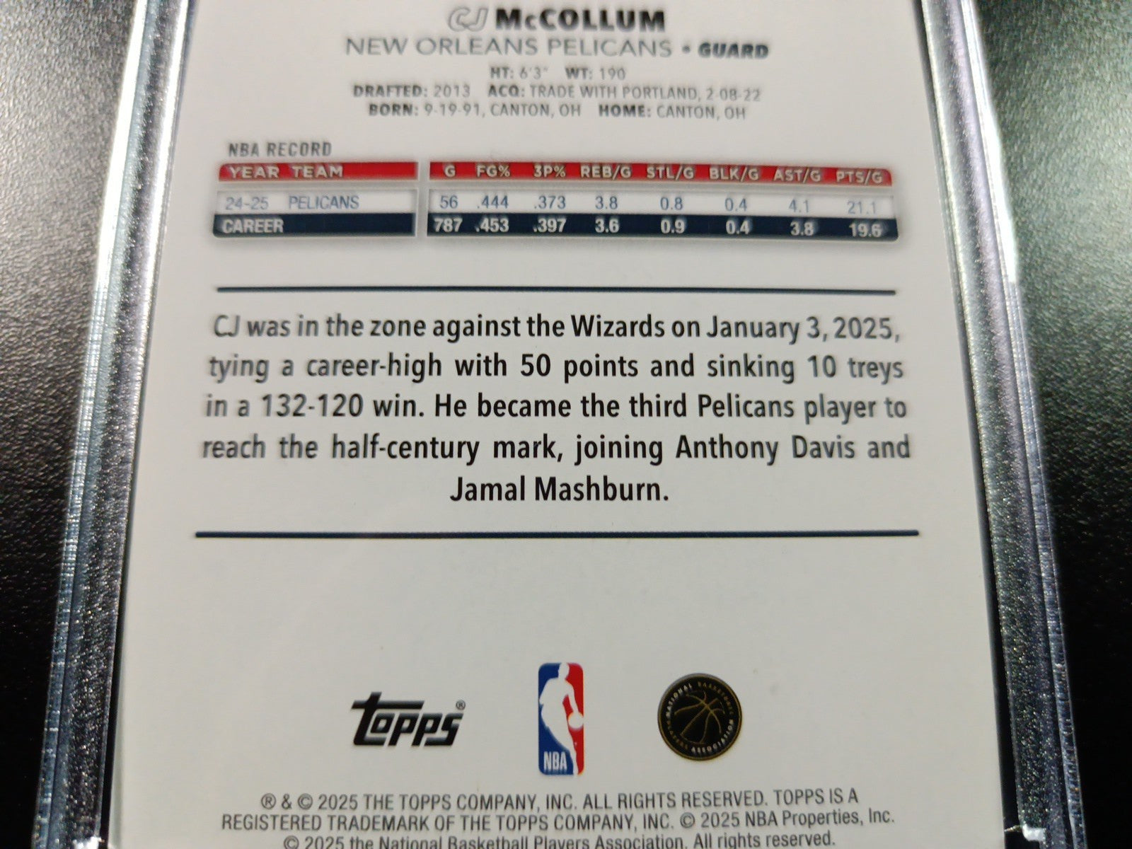 /99 Aj McCollum Season Tip Off Green Logofractor Card 2025-26 Topps Basketball
