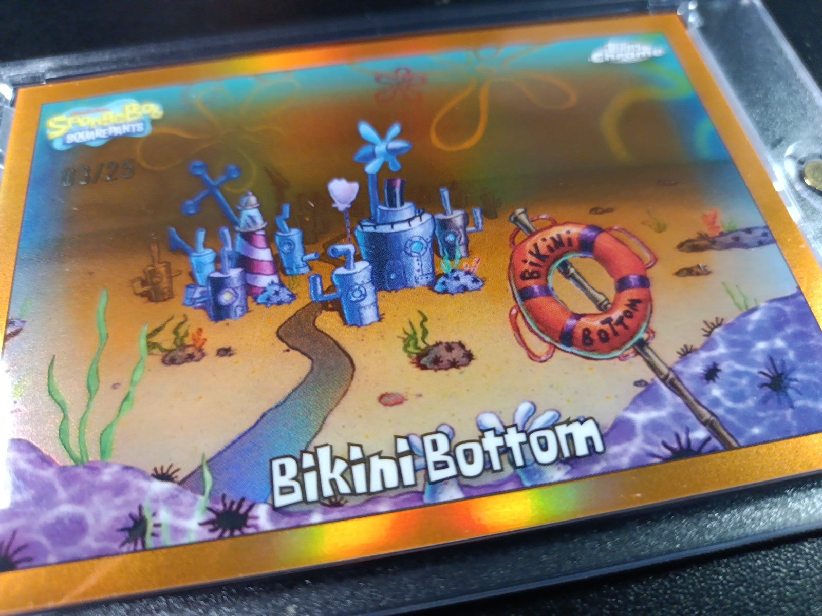 SpongeBob #3/25 Bikini Bottom Orange Refractor Card Topps Case Hit Low Number 