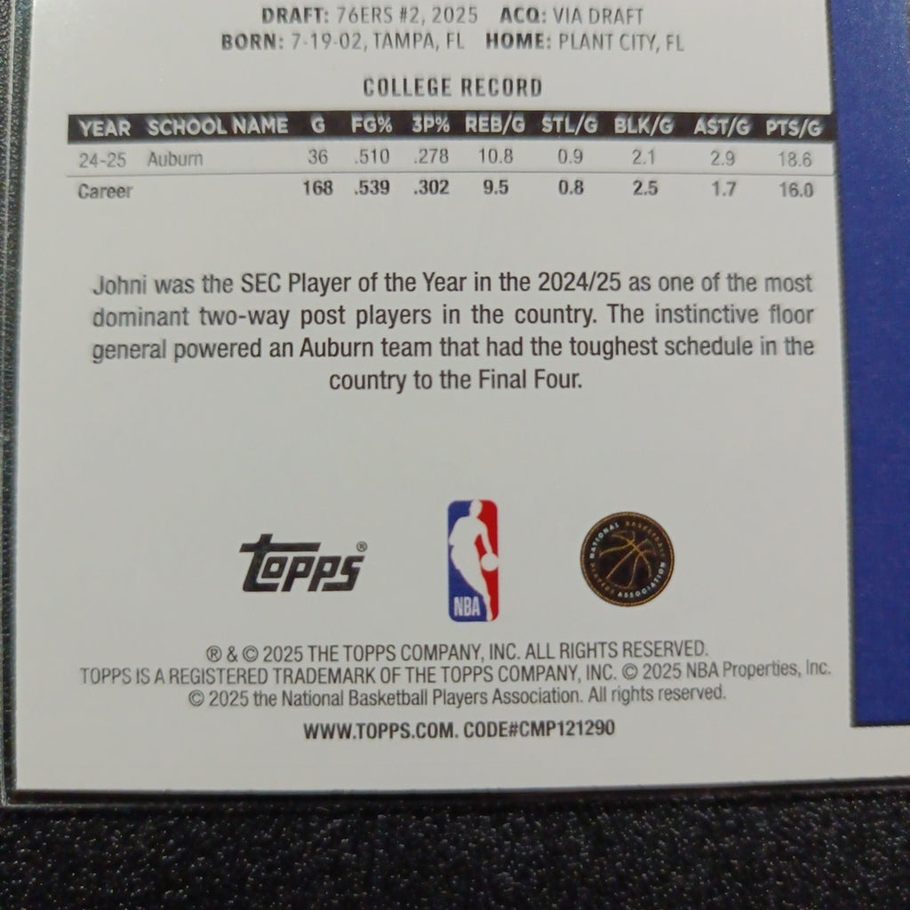 2025-26 Topps Basketball Card Johni Broome Silver Foil 45th Anniversary Case Hit