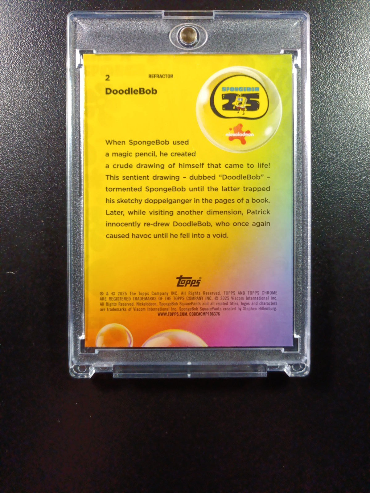 SpongeBob DoodleBob #2 Refractor Parallel Trading Card Topps Chrome 2025