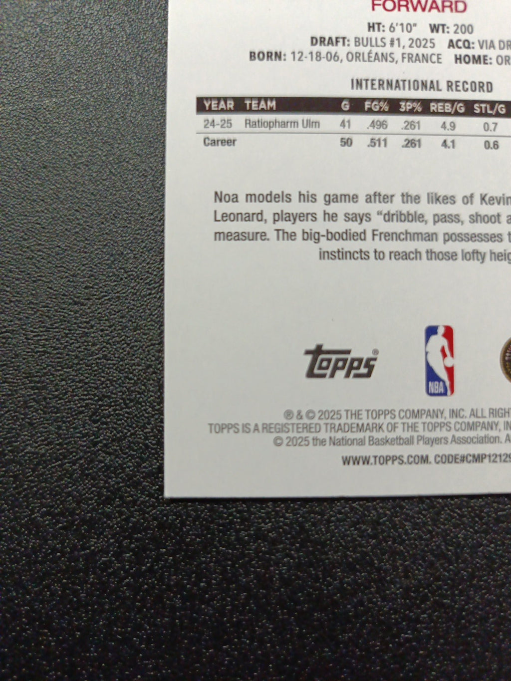 2025-26 Topps Basketball Card Noa Essengue Silver Foil 45th Anniversary