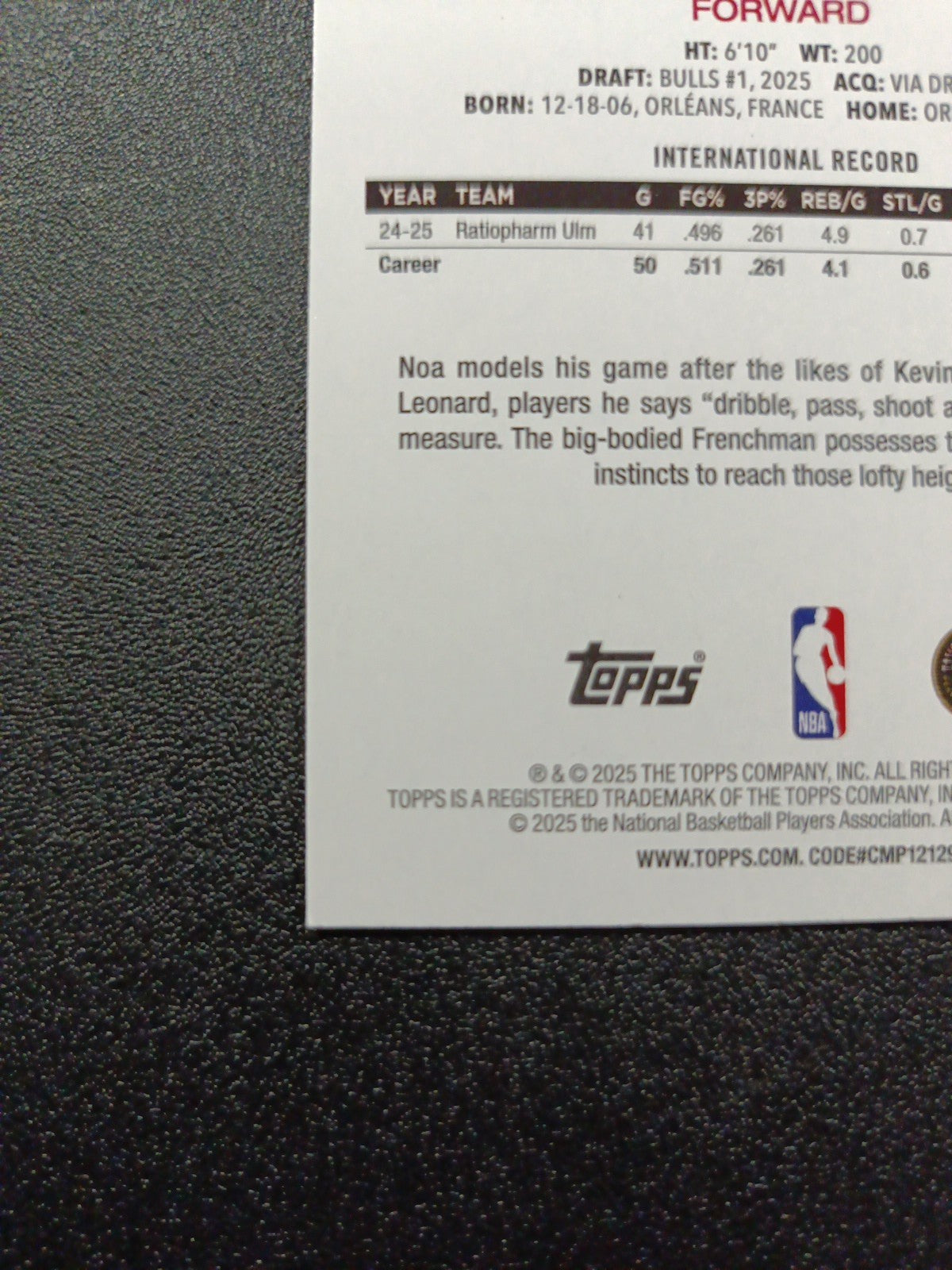 2025-26 Topps Basketball Card Noa Essengue Silver Foil 45th Anniversary