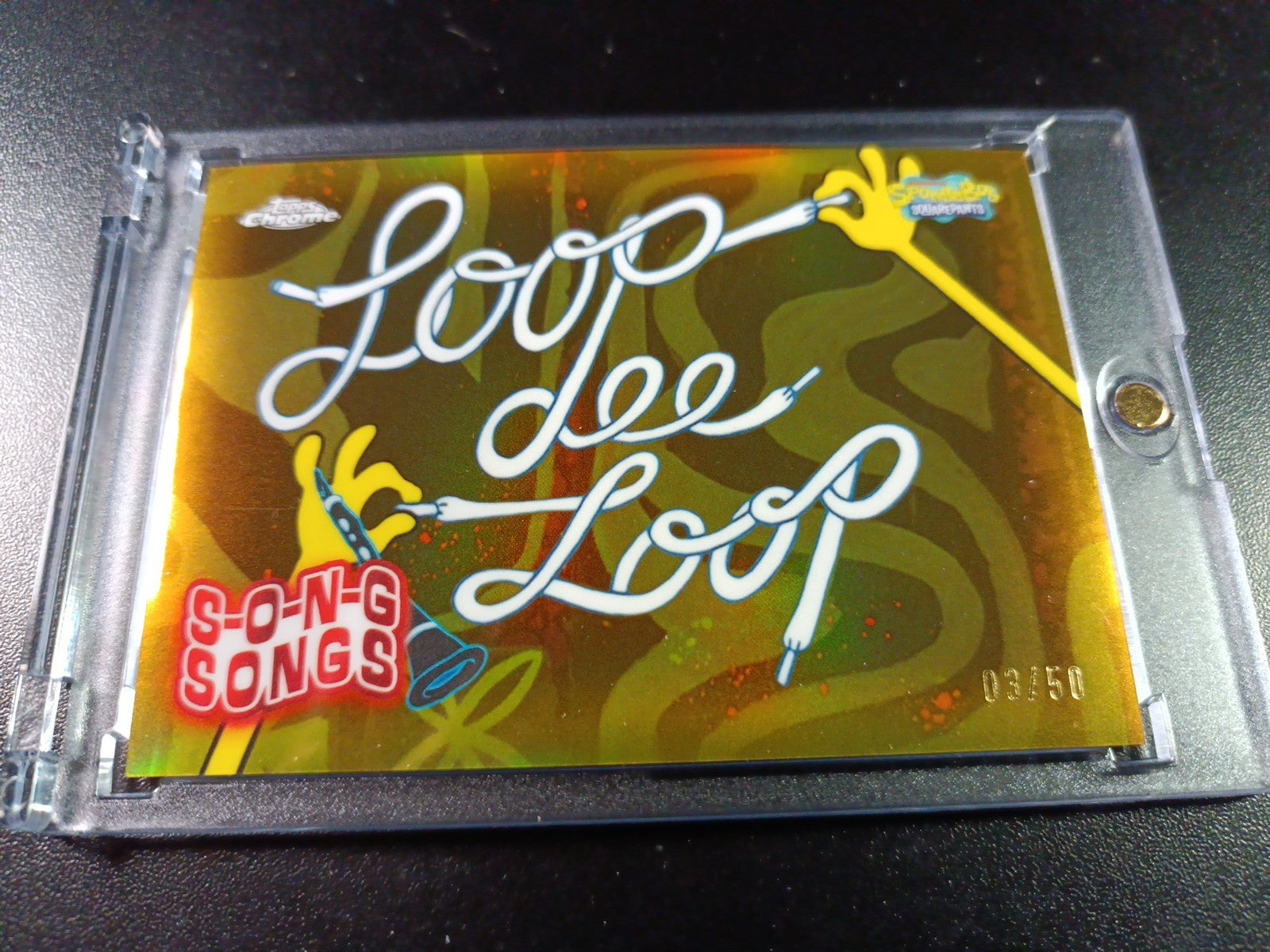 SpongeBob 3/50 Gold Refractor Loop De Loop Song Card Topps Chrome /50