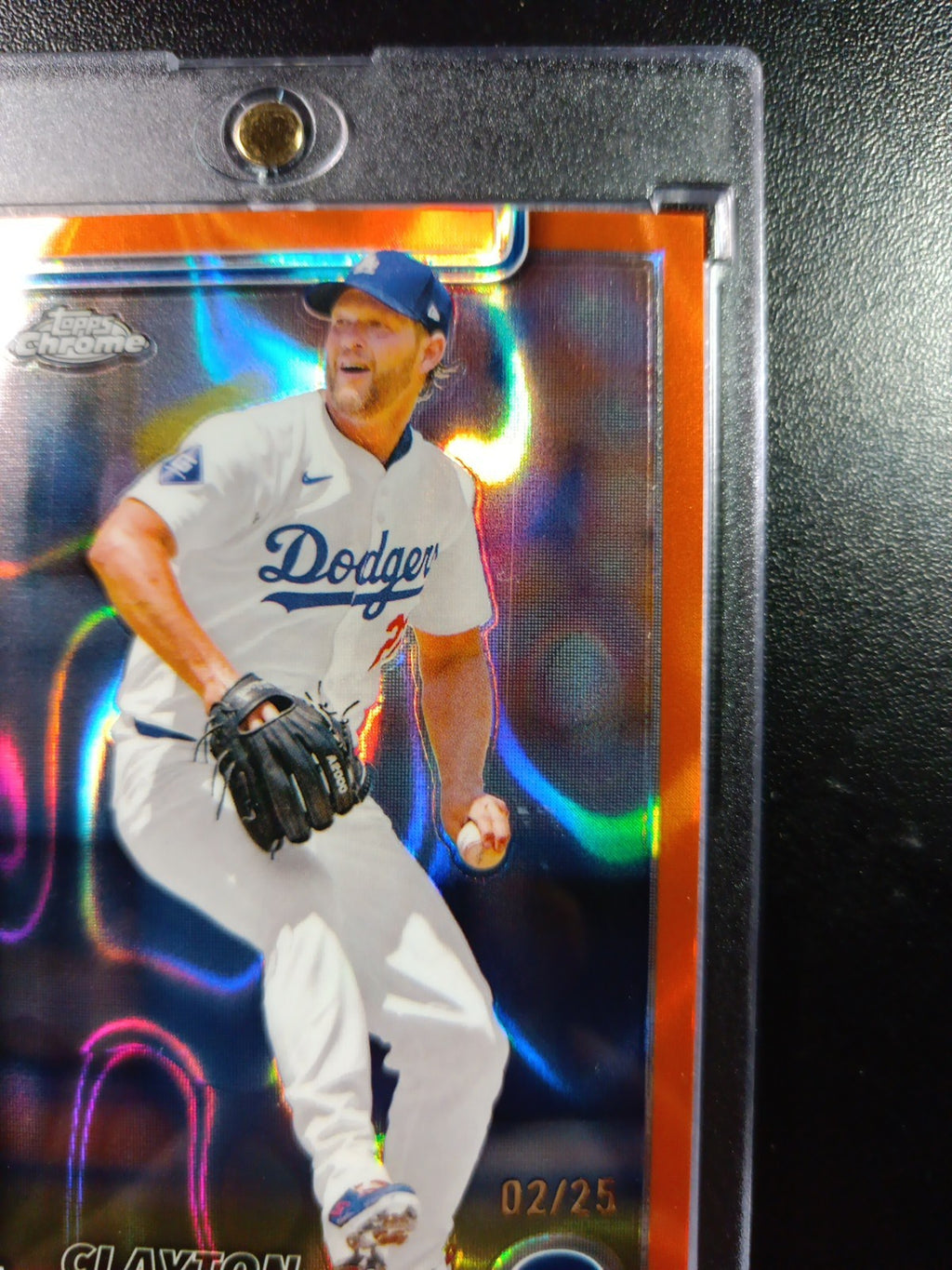 Clayton Kershaw #2/25 Orange Lava Prizm Refractor Topps Chrome Baseball Card 