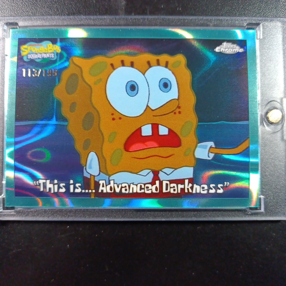 SpongeBob 113/199 This Is Advanced Darkness Aqua Lava Refractor Card Topps /199