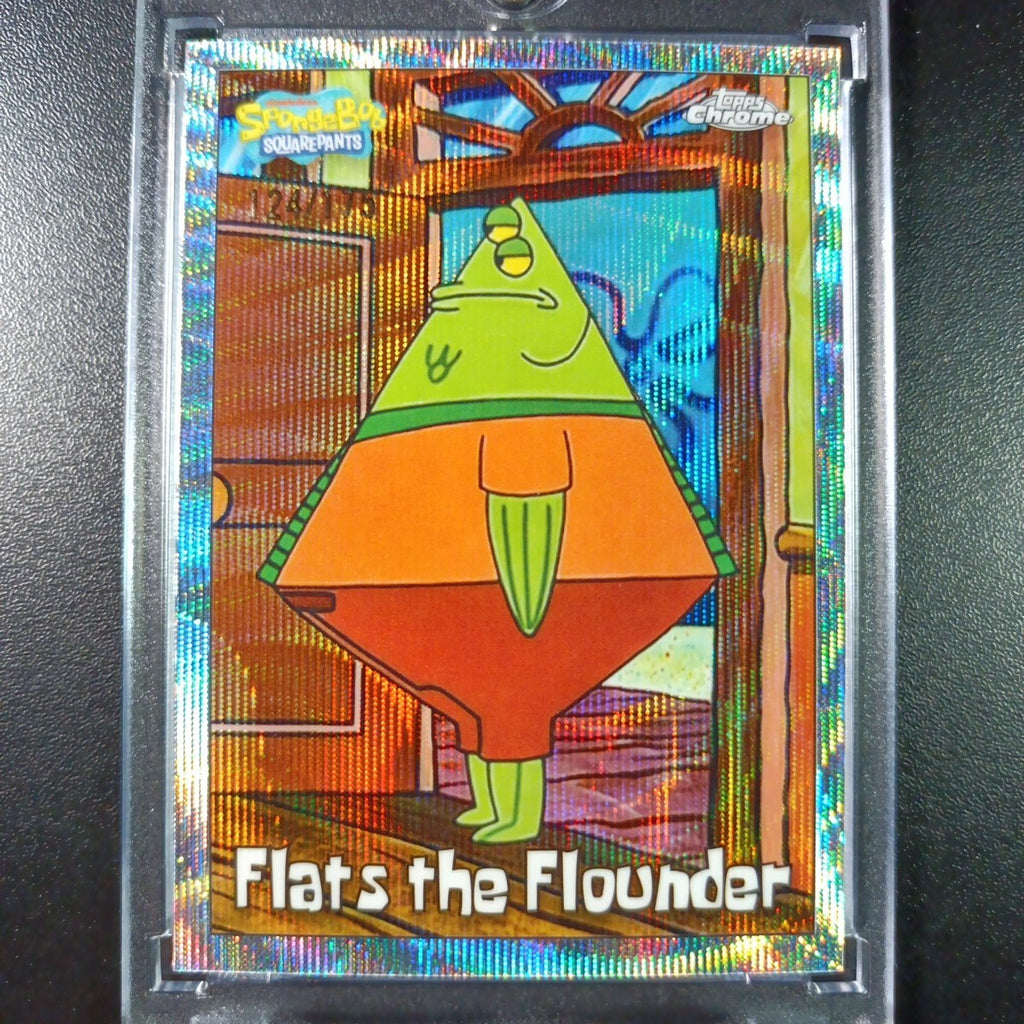 SpongeBob # 124/175 Silver Wave Refractor Flats The Flounder Card Topps /175