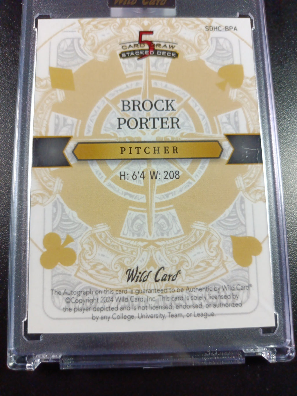 # 1/5 Autograph Brock Porter Gold Prizm Refractor Rookie Baseball Wild Card  MLB