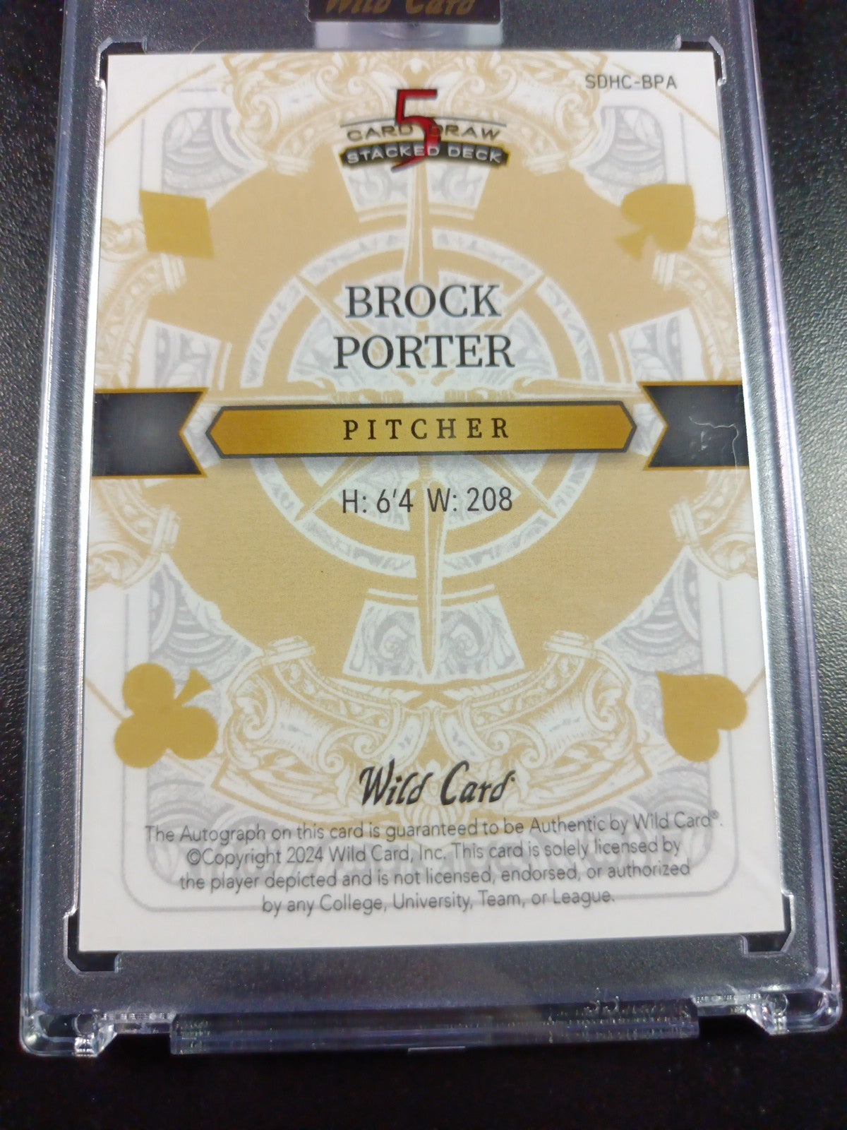 # 1/5 Autograph Brock Porter Gold Prizm Refractor Rookie Baseball Wild Card  MLB