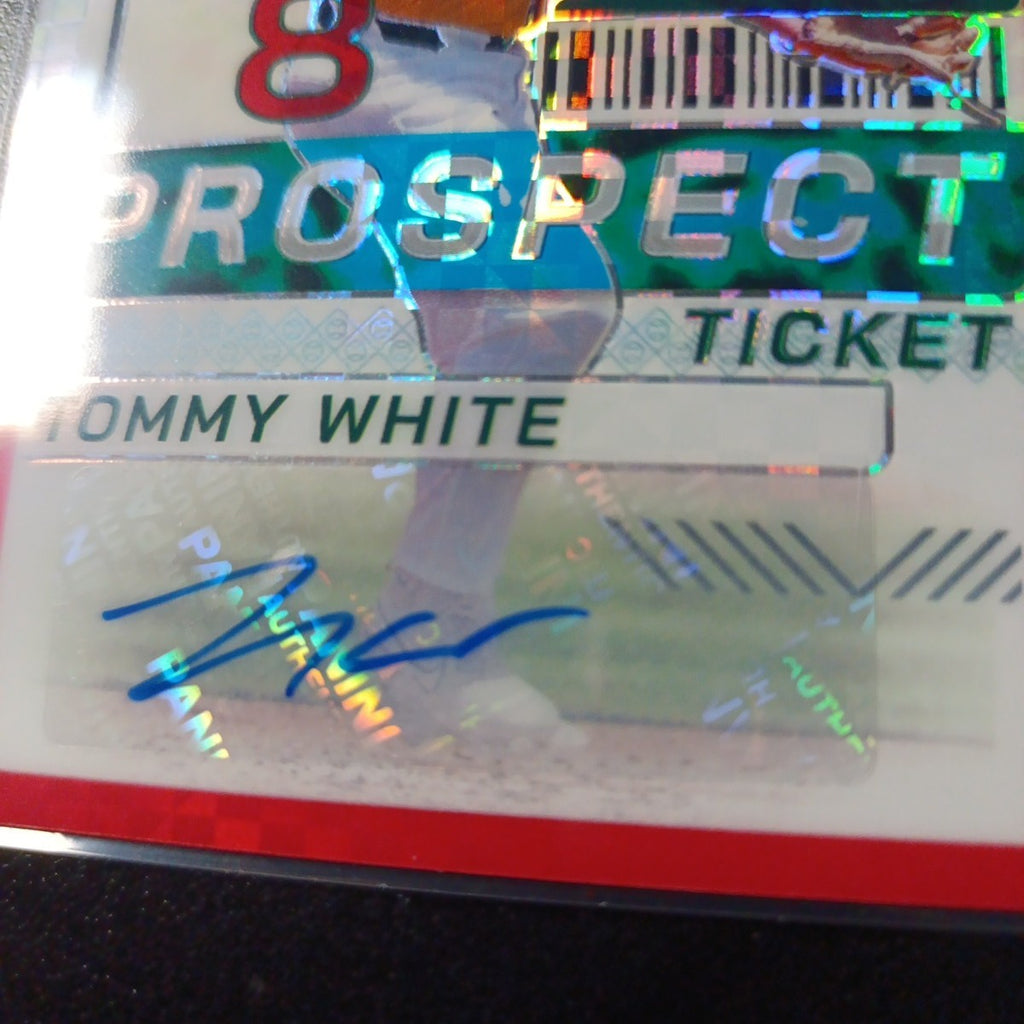 Checkered Red Prizm # /99 Auto Tommy White Panini Prospect Rookie Baseball Card