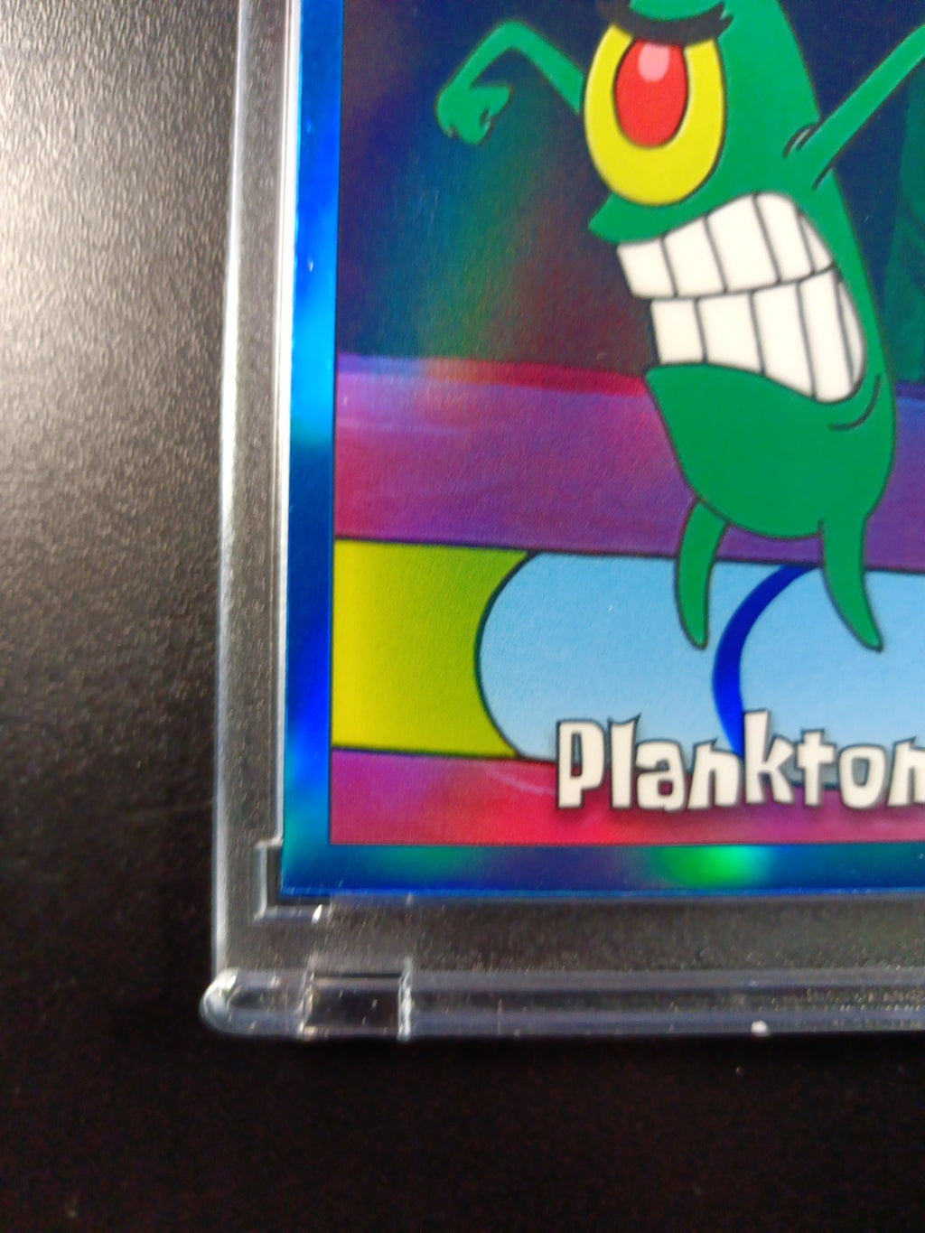 SpongeBob 116/150 Plankton Chum Bucket Blue Refractor Card Topps /150