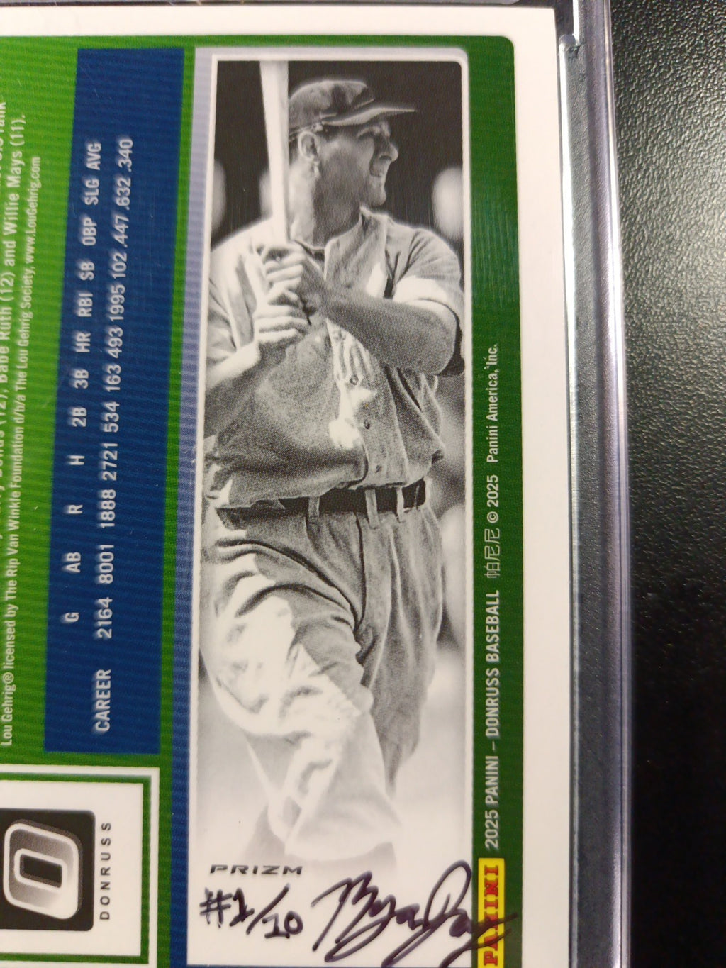 Lou Gehrig Prizm Artist Sketch Baseball Card Panini Donruss Optic