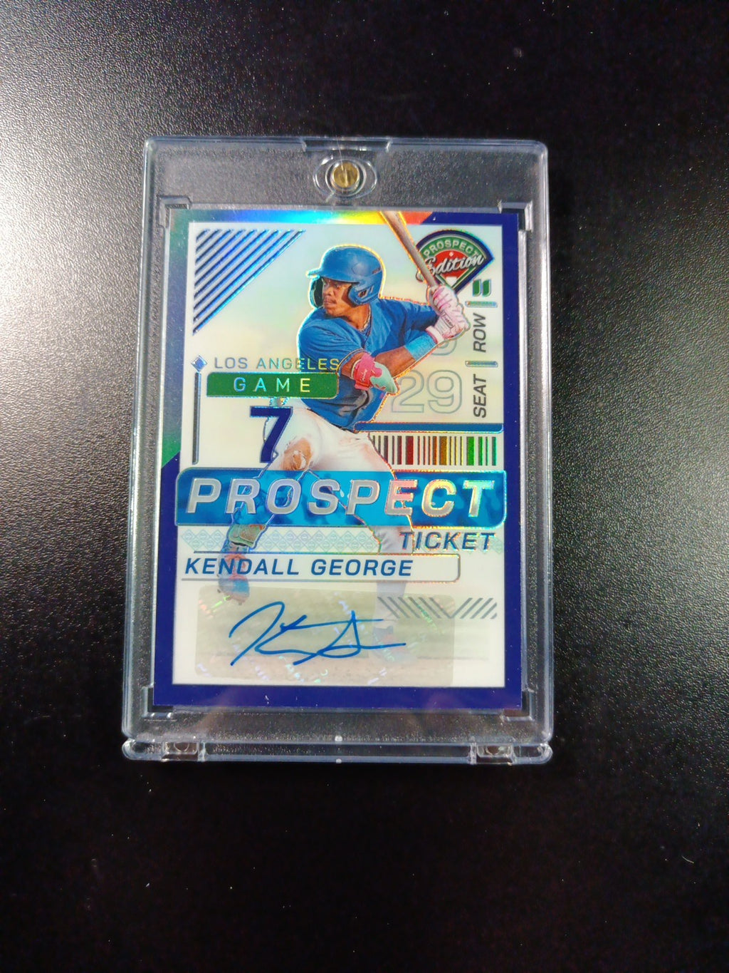 # /125 Blue Prizm Autograph Kendall George Dodgers Rookie Prospect Baseball Card