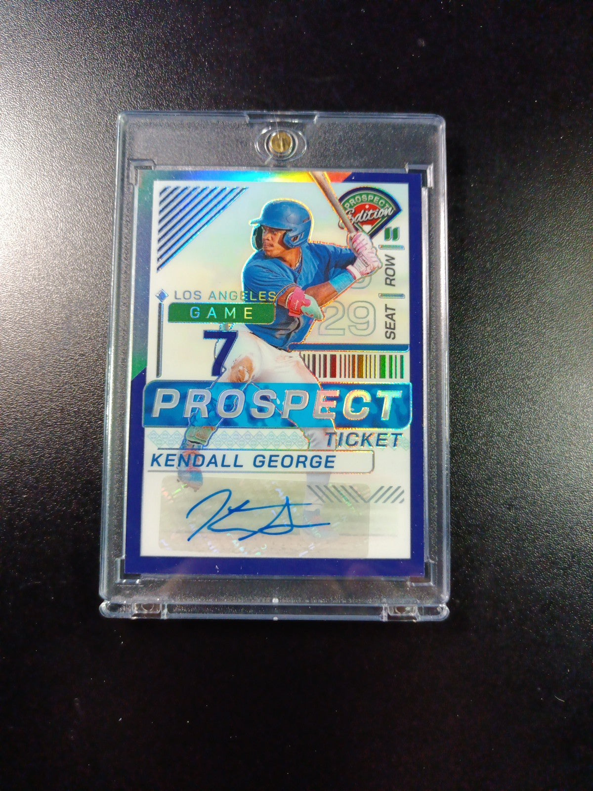 # /125 Blue Prizm Autograph Kendall George Dodgers Rookie Prospect Baseball Card
