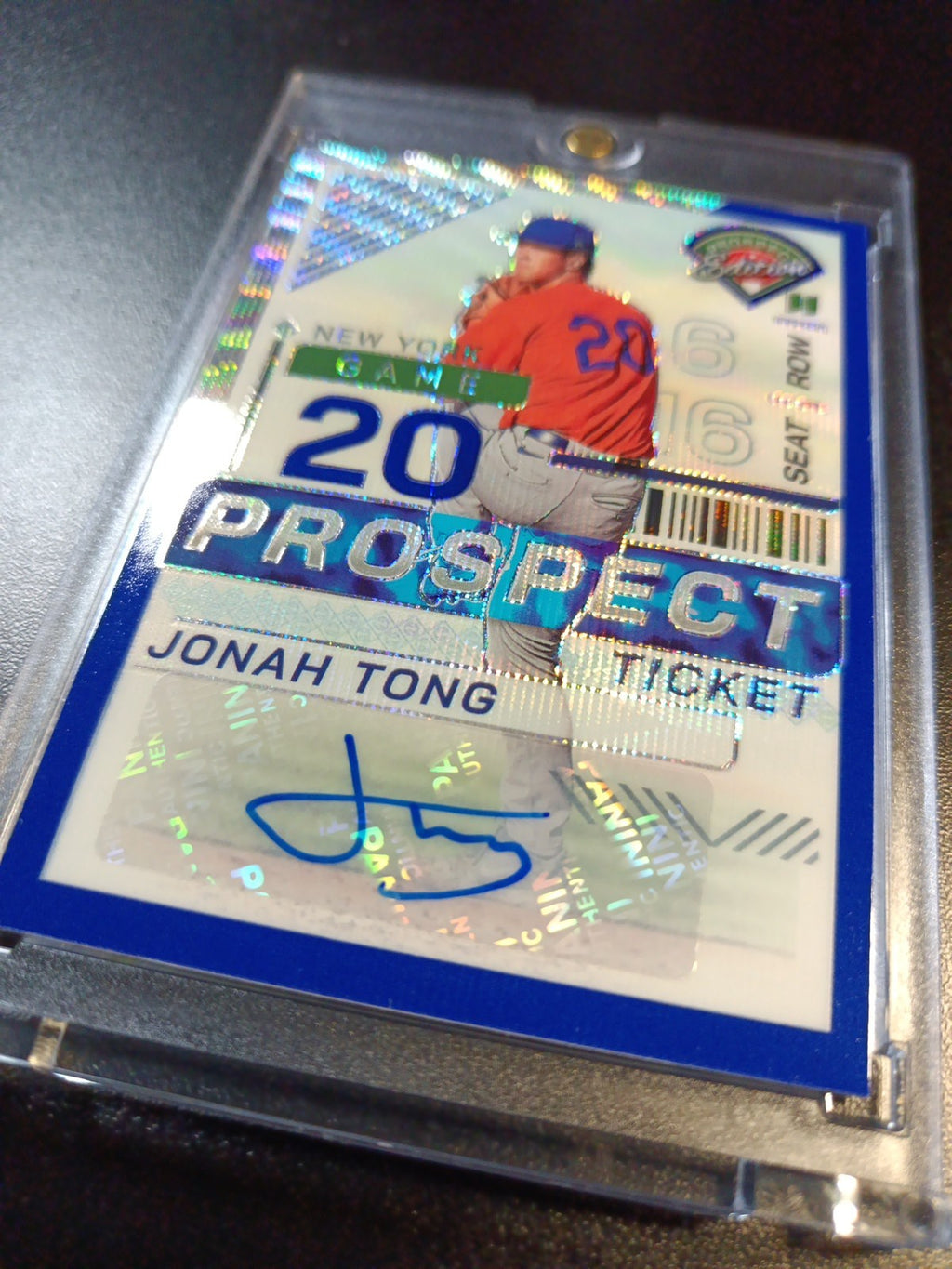 Jonah Tong # /75 Prospect Autograph Linticular Blue Prizm Rare Baseball Card 