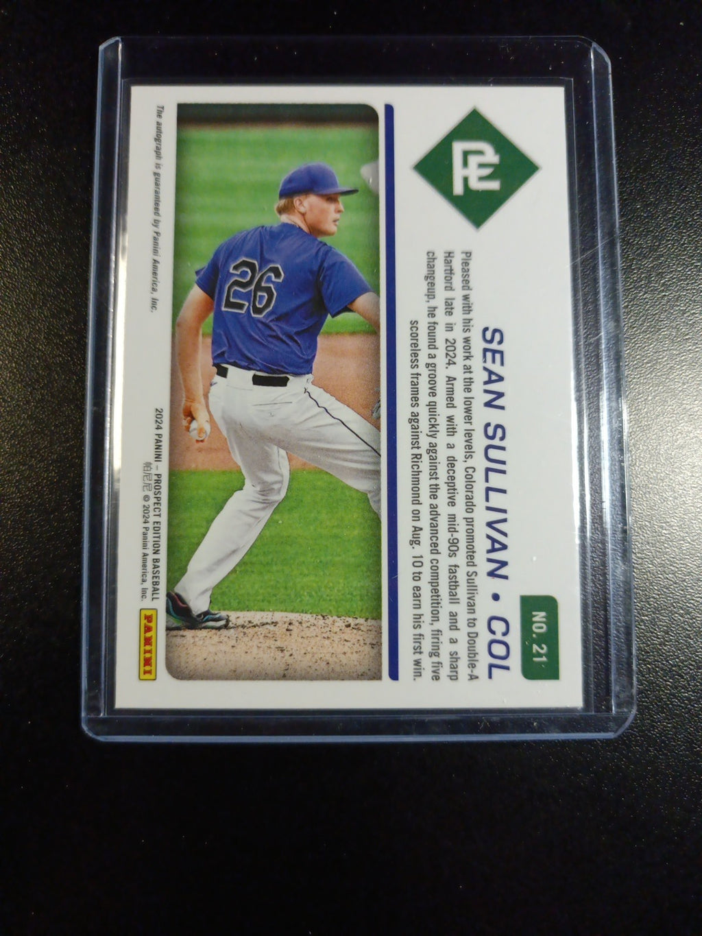 Autograph Sean Sullivan Colorado Rockies Rookie Baseball Card Panini