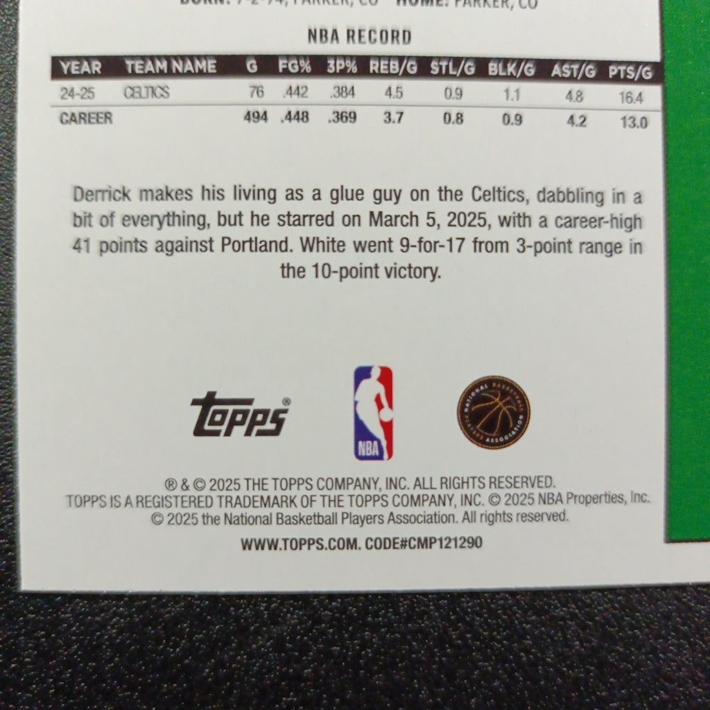 2025-26 Topps Basketball Card Derrick White Silver Foil 45th Anniversary