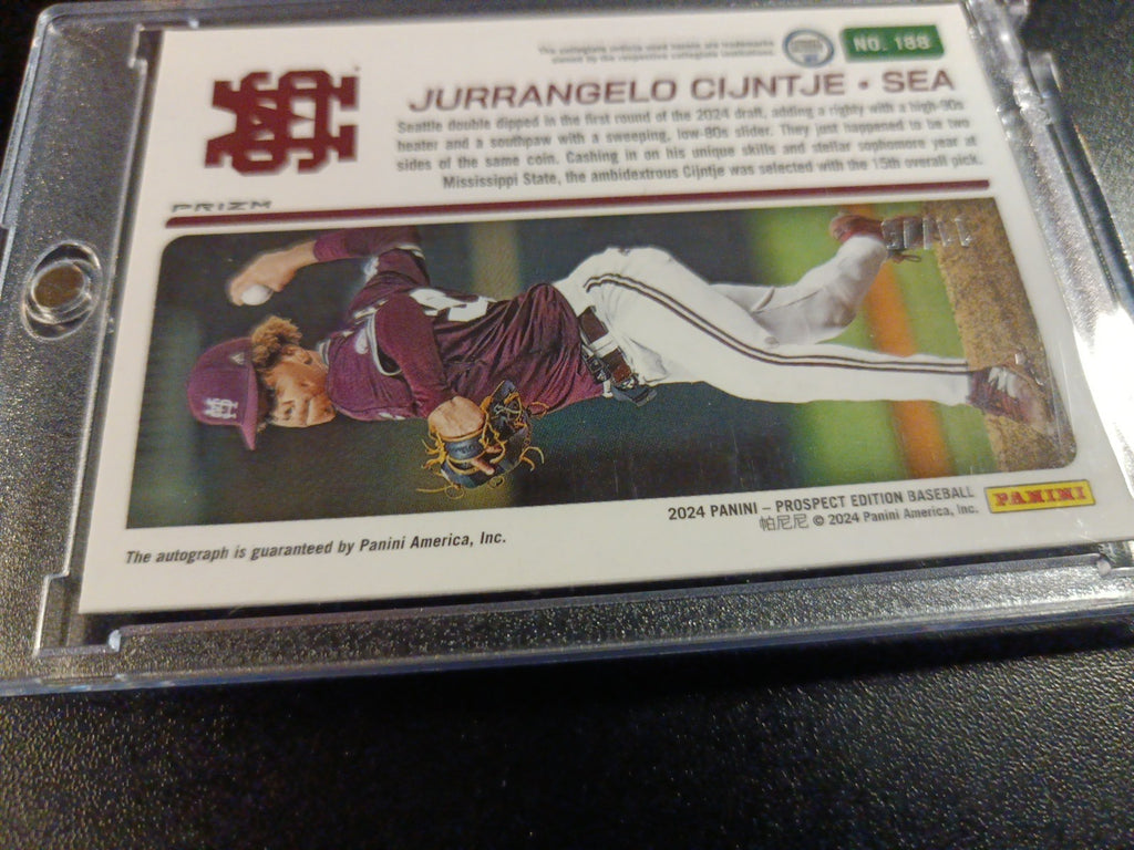 # /75 Autograph Jurrangelo Cijntje Mariners Rookie Wave Prizm Baseball Card 