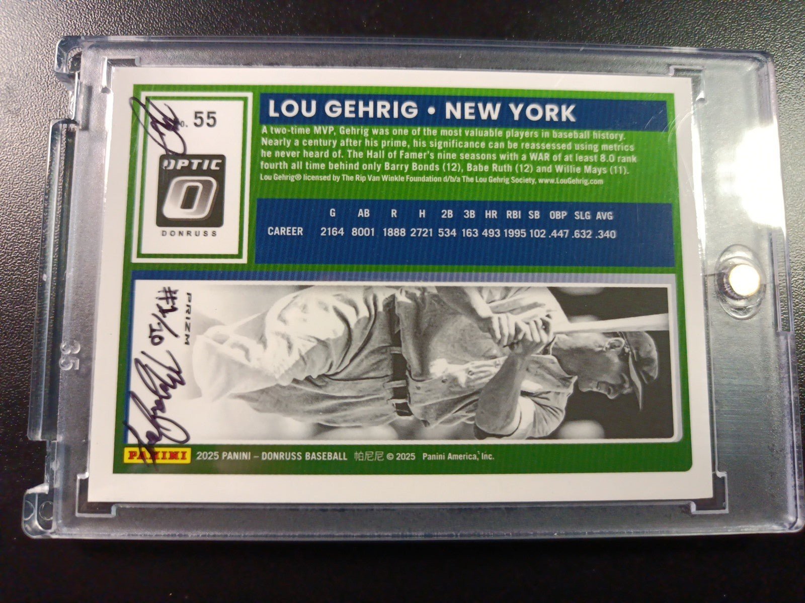 Lou Gehrig Prizm Artist Sketch Baseball Card Panini Donruss Optic
